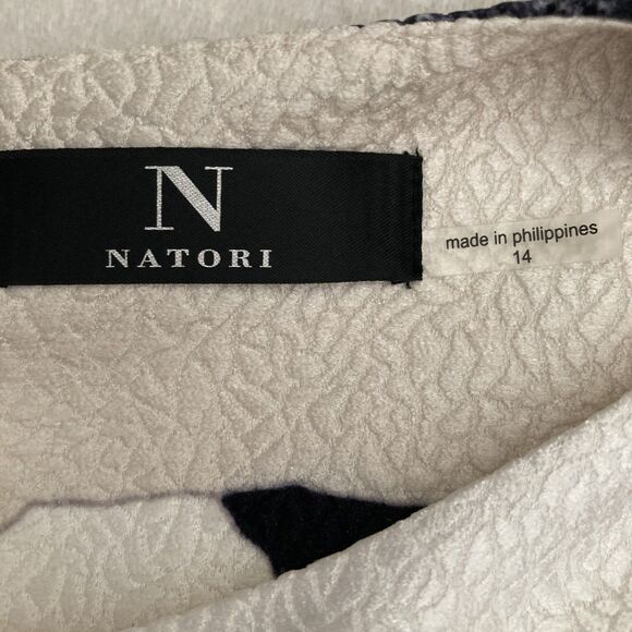 Natori Amaryllis Jacquard Dress SIZE 14 Belted Fit Flare Pockets Party Wedding - Picture 8 of 14